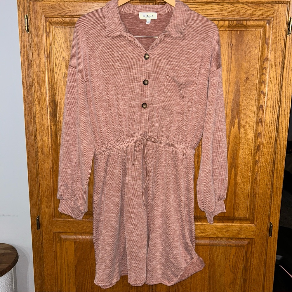 Gilli mauve colored striped mini dress